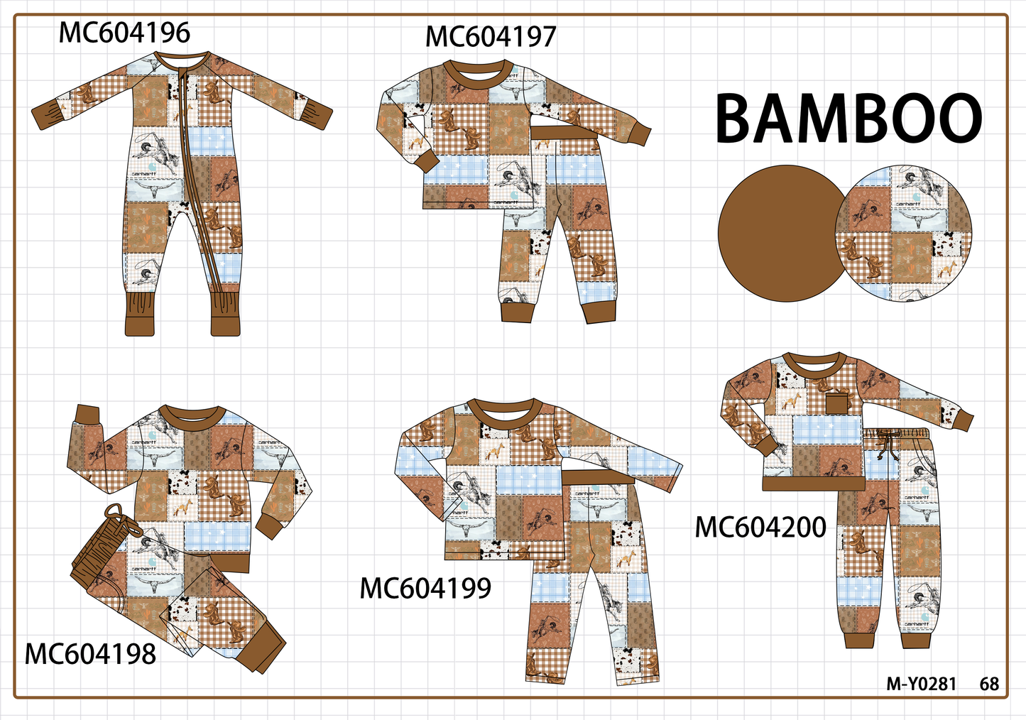 PO86 Brown western bamboo plaid collection  - closing 4/13 - ETA early September