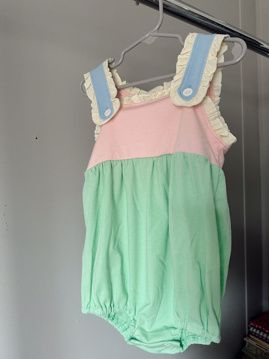 girls color block ruffle bubble