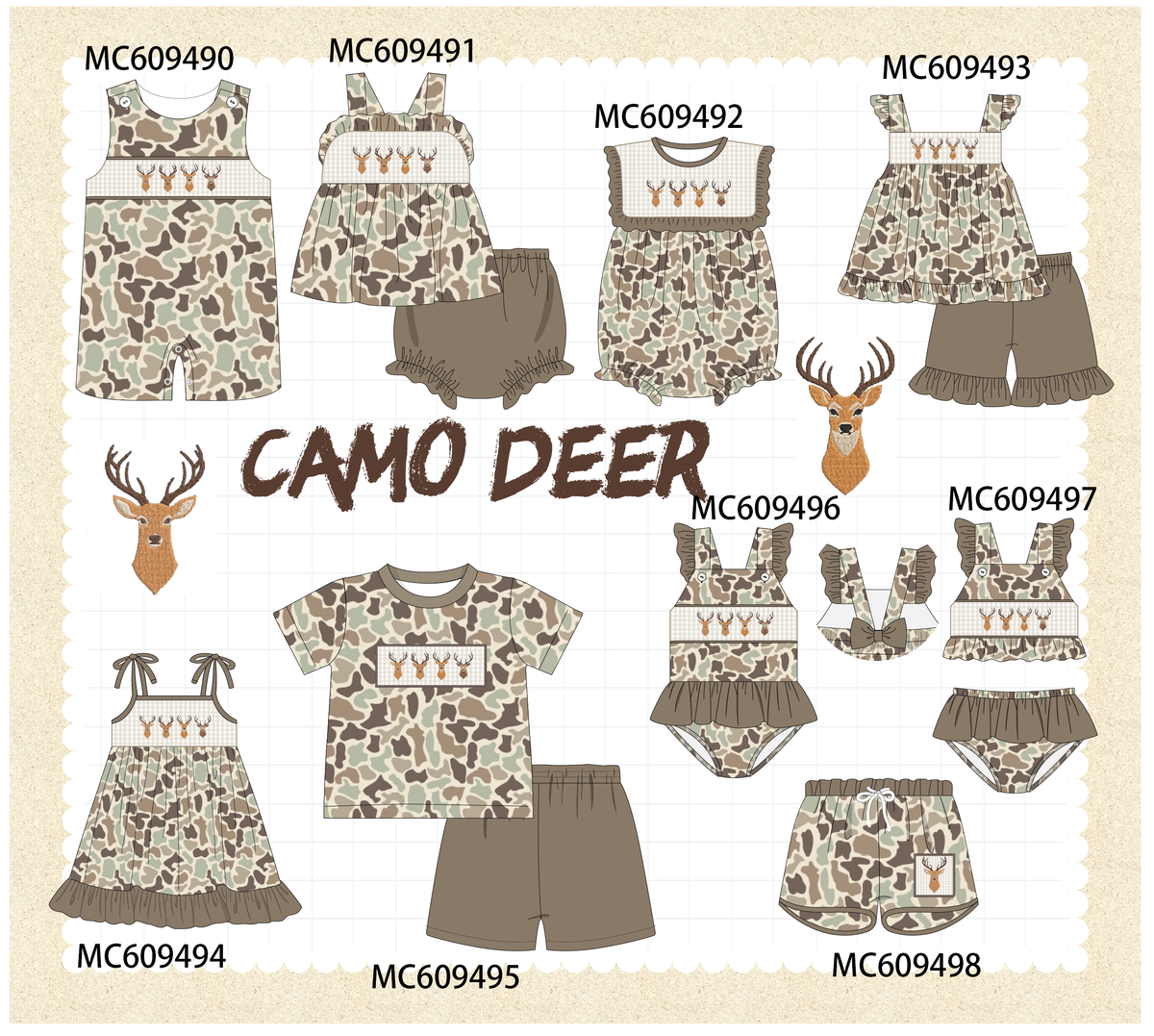 PO104 Camouflage deer embroidery collection - closing 9/14 - ETA February