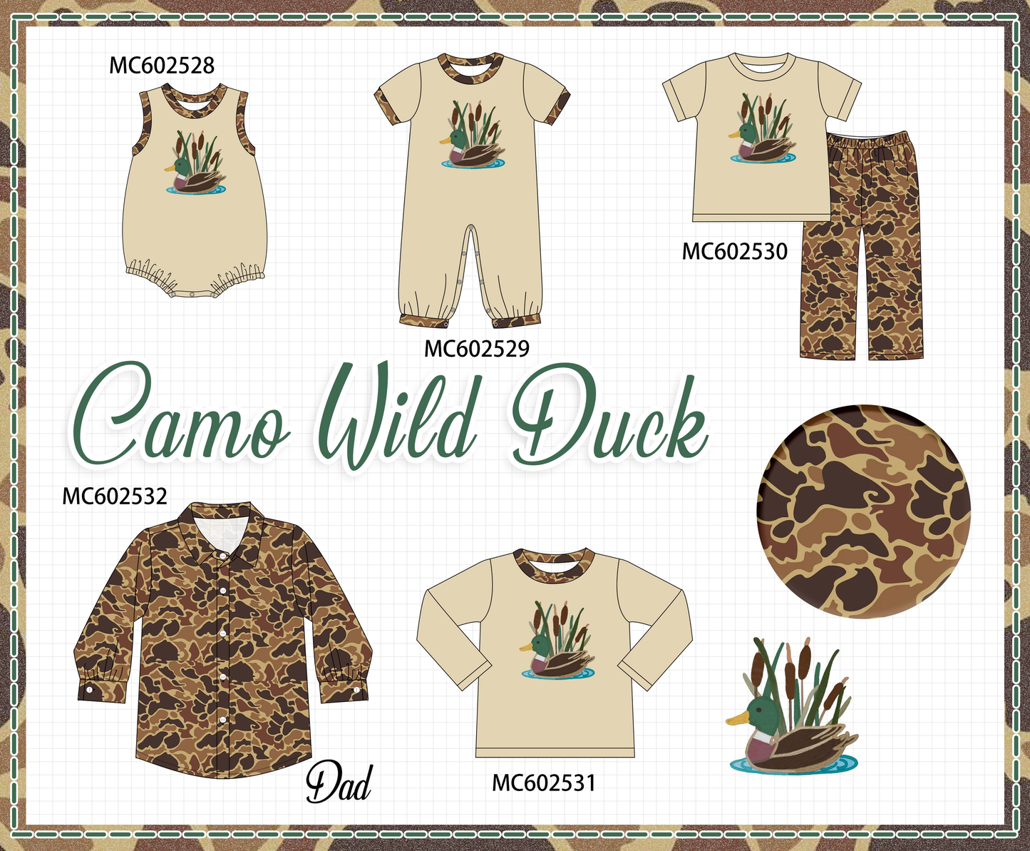 PO82 Camouflage duck embroidery collection - closing 3/2 - ETA July