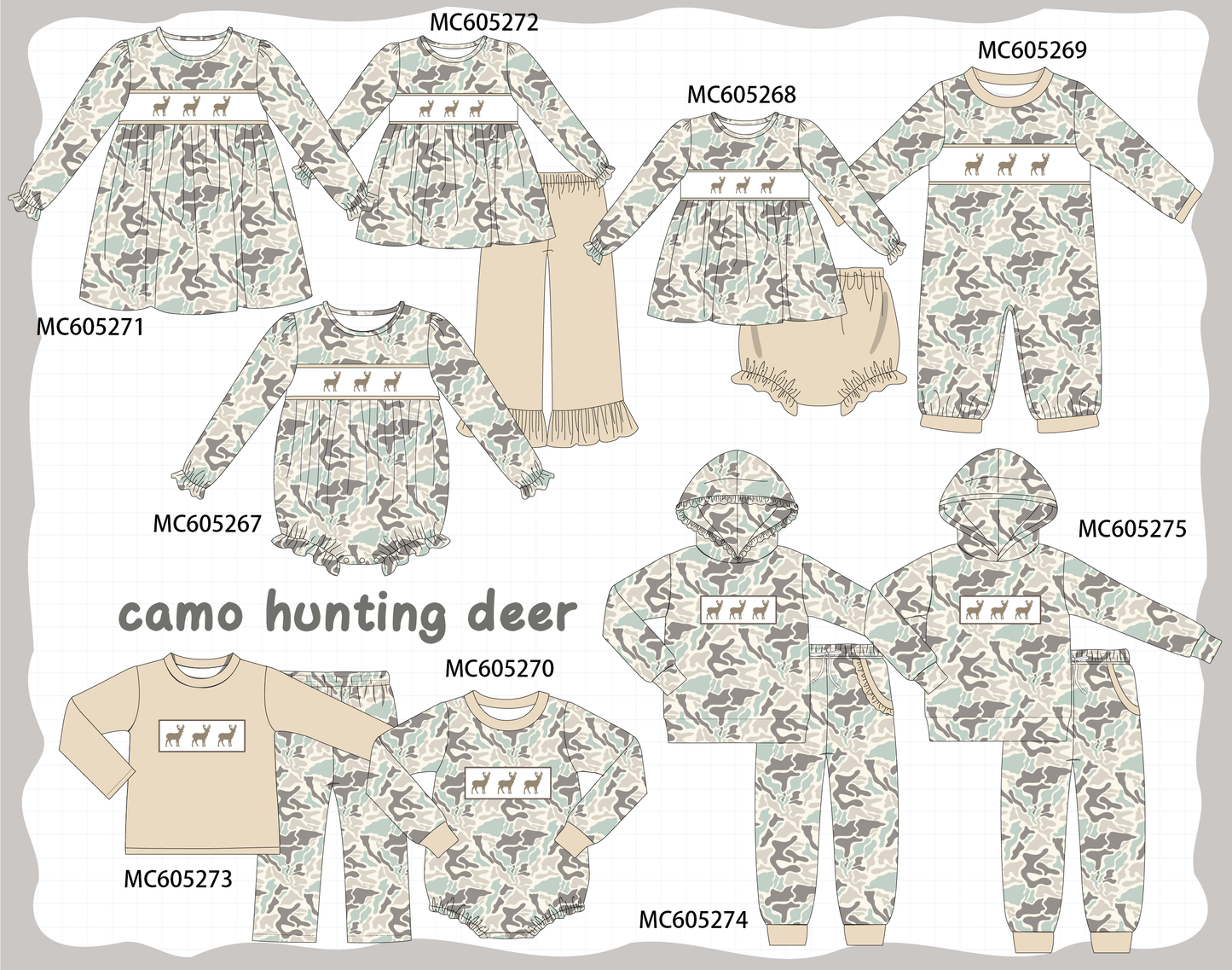PO92 Camouflage hunting deer embroidery collection - closing 5/25 - ETA late October