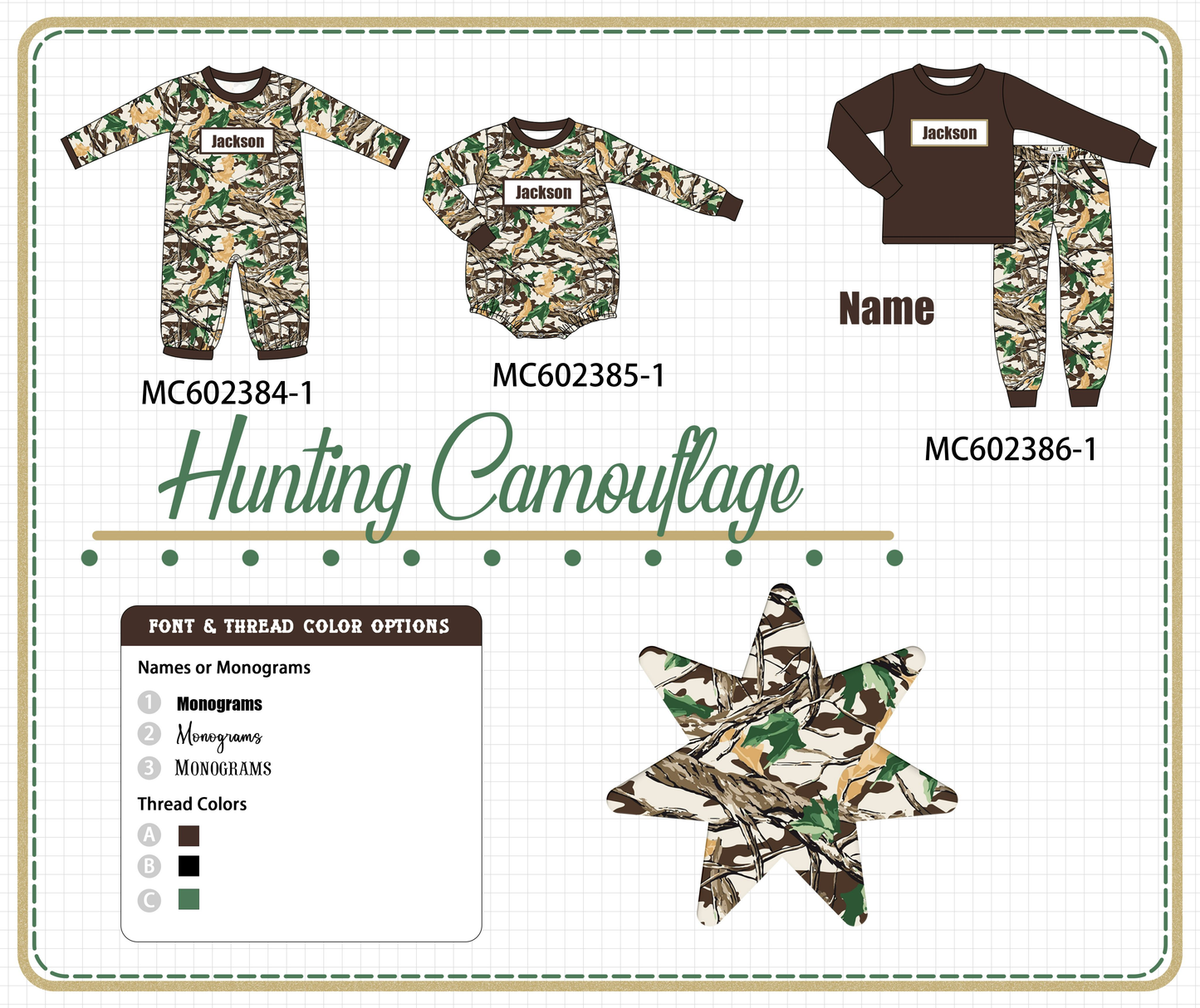 PO82 Camouflage hunting monogram embroidery collection - closing 3/2 - ETA July