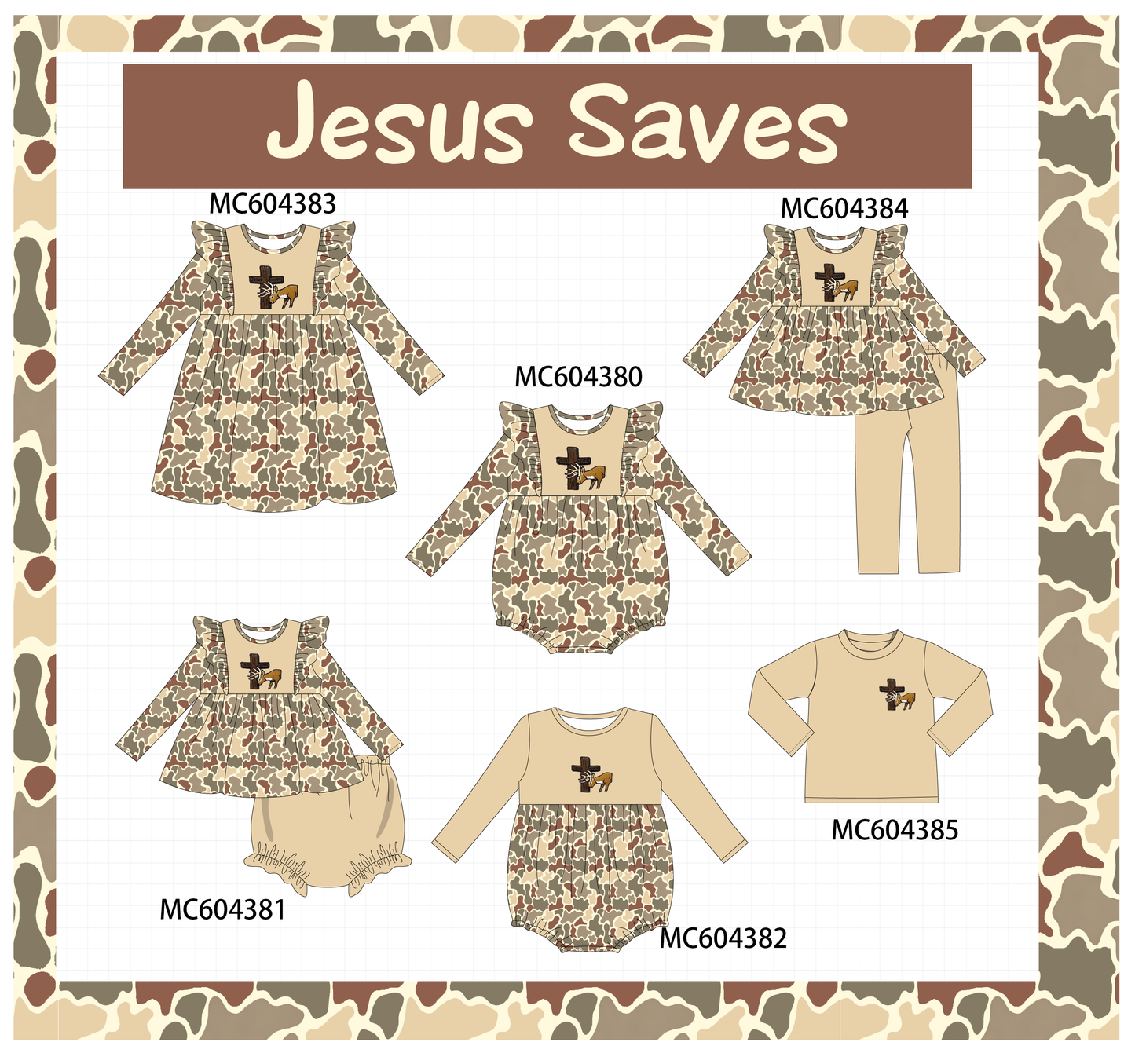 PO86 Camouflage jesus cross deer embroidery collection  - closing 4/13 - ETA early September
