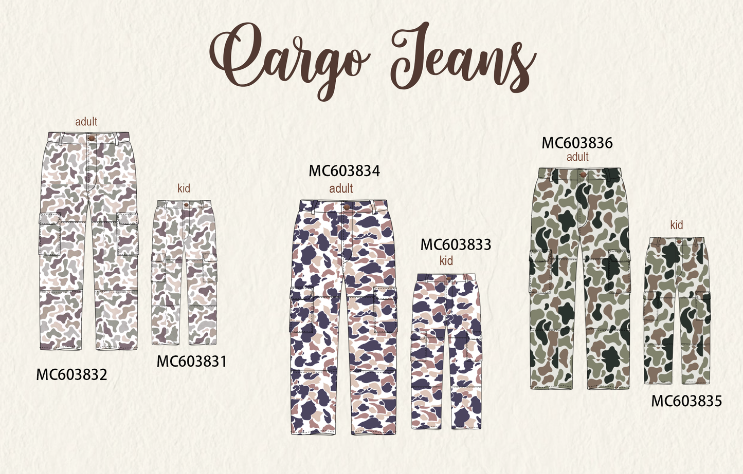 PO85 Camouflage mom&me cargo jeans collection - ETA late august - closing 3/30