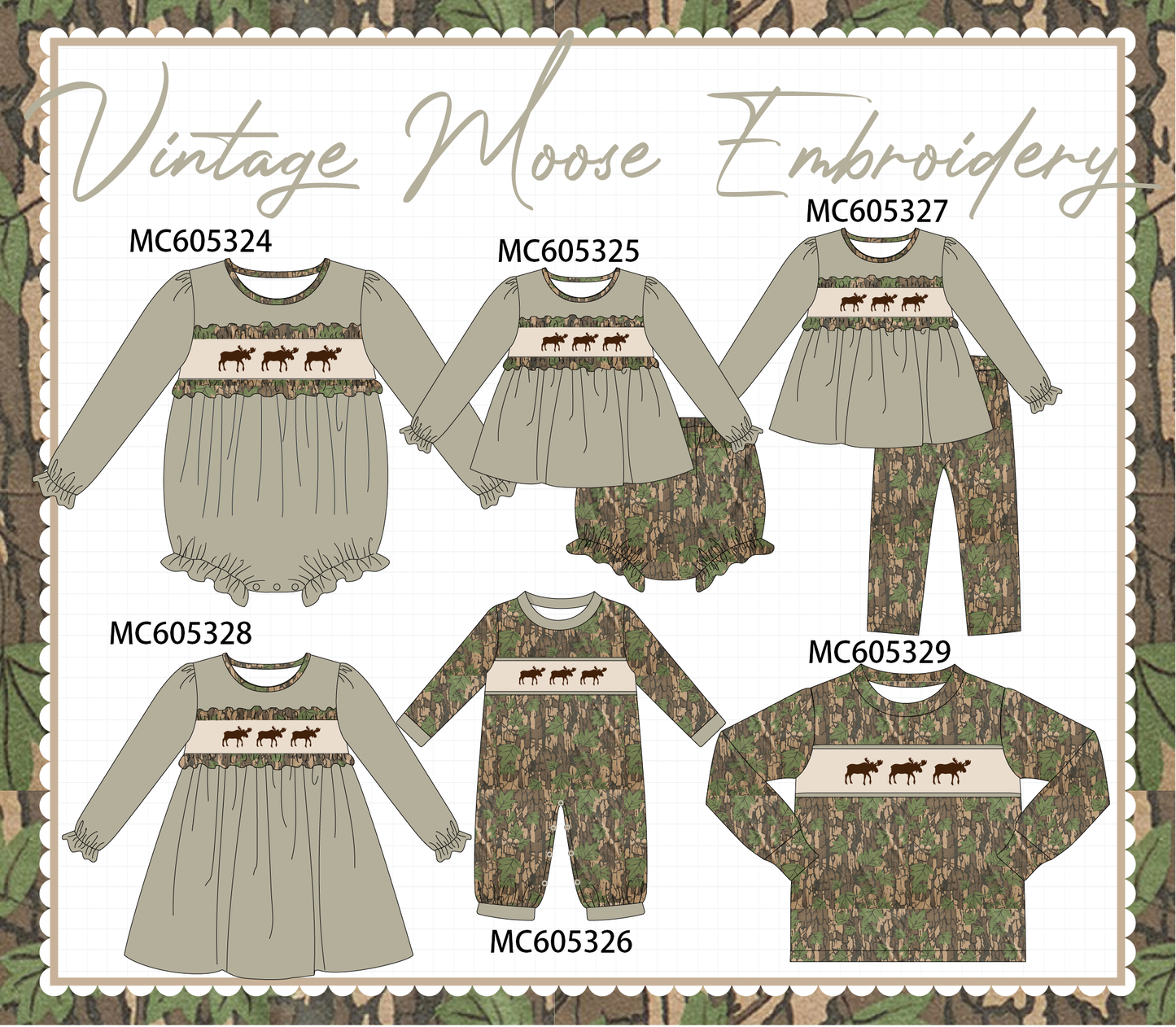 PO92 Camouflage moose embroidery collection - closing 5/25 - ETA late October