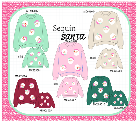 PO92 Christmas santa claus sequin mom&me collection - closing 5/25 - ETA late October