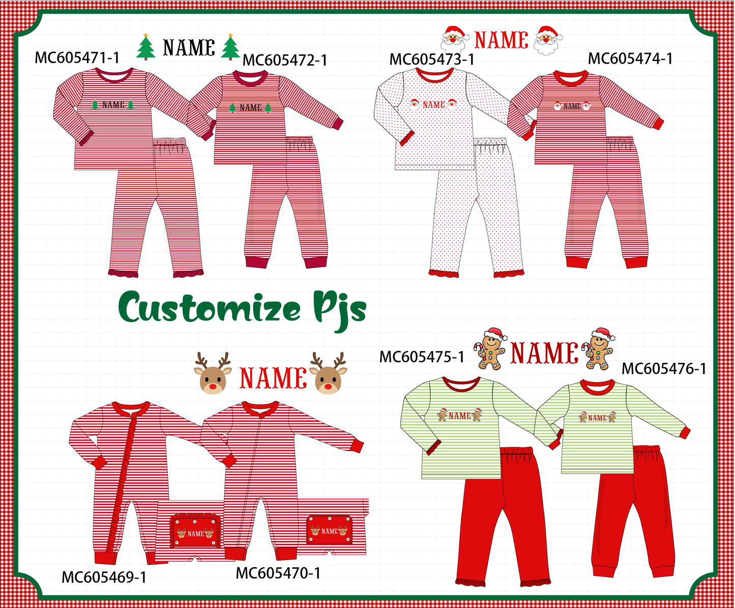 PO93 Christmas stripe tree santa monogram embroidery collection  - closing 6/8 - ETA November