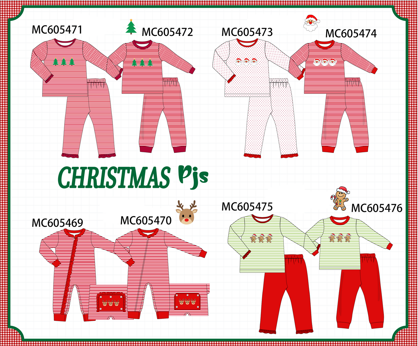 PO93 Christmas stripe tree santa reindeer gingerbread embroidery collection  - closing 6/8 - ETA November