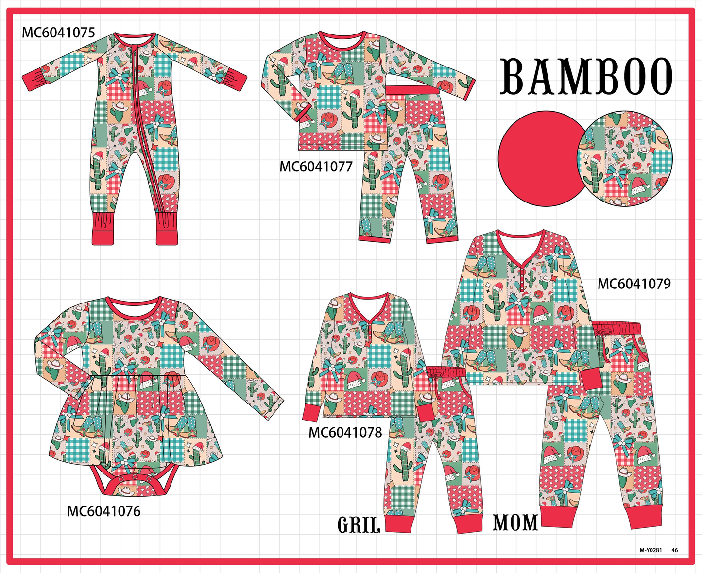 PO90 Christmas western checkered bamboo collection - closing 5/11 - ETA early October