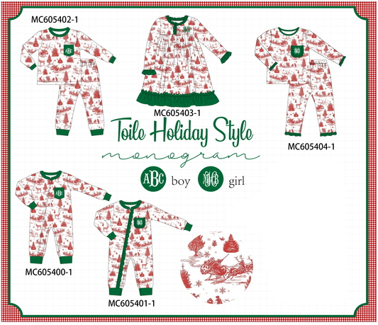 PO93 Classic Christmas Toile monogram embroidery collection  - closing 6/8 - ETA November