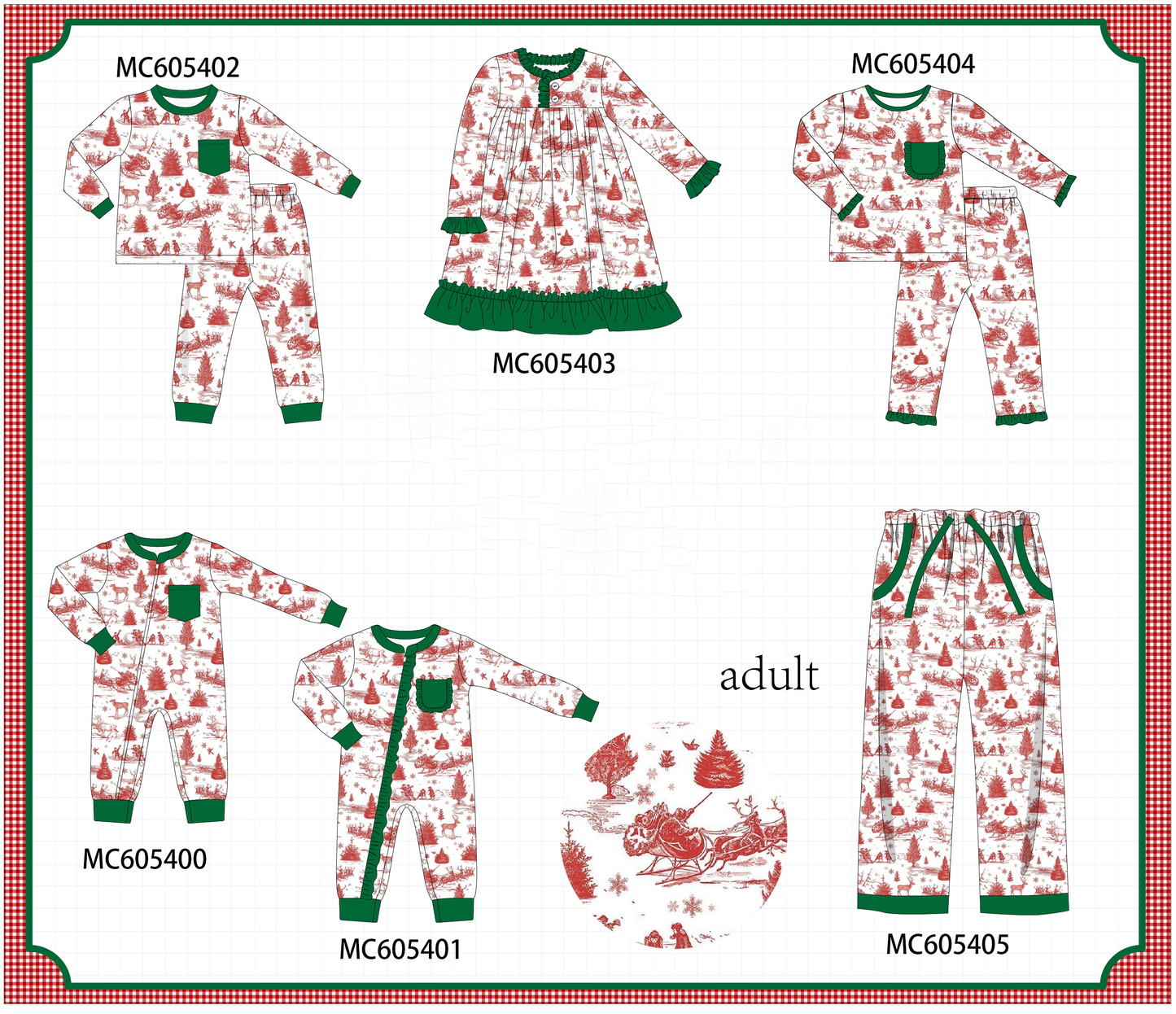 PO93 Classic Christmas Toile print collection  - closing 6/8 - ETA November