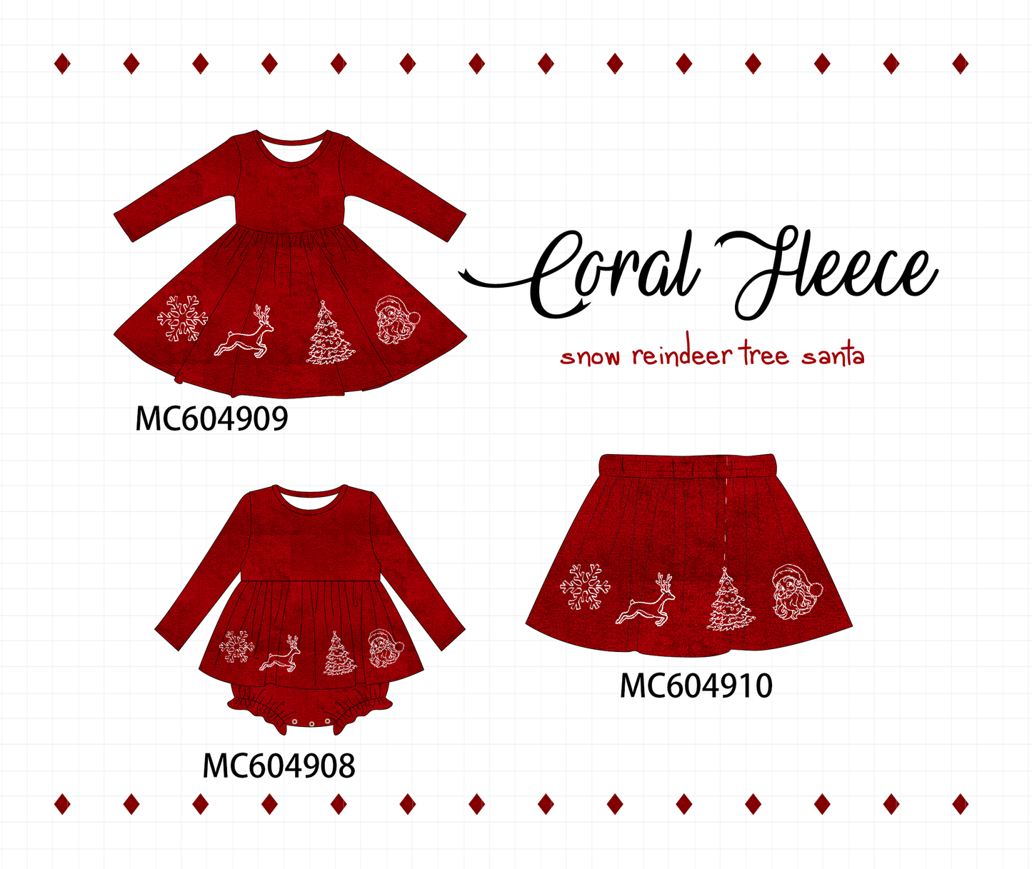 PO90 Coral fleece christmas snow reindeer tree santa embroidery collection - closing 5/11 - ETA early October