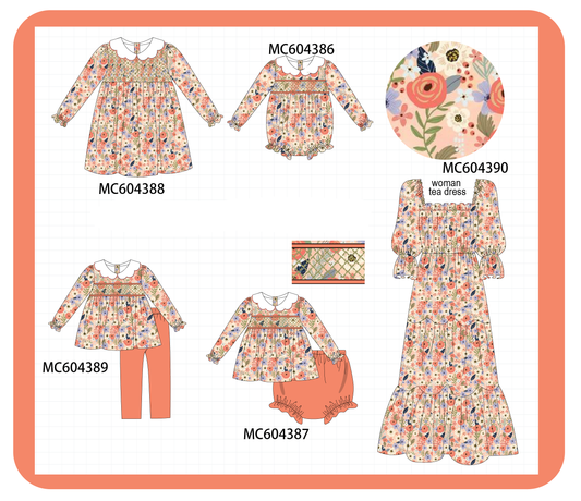PO86 Coral floral smocked collection  - closing 4/13 - ETA early September