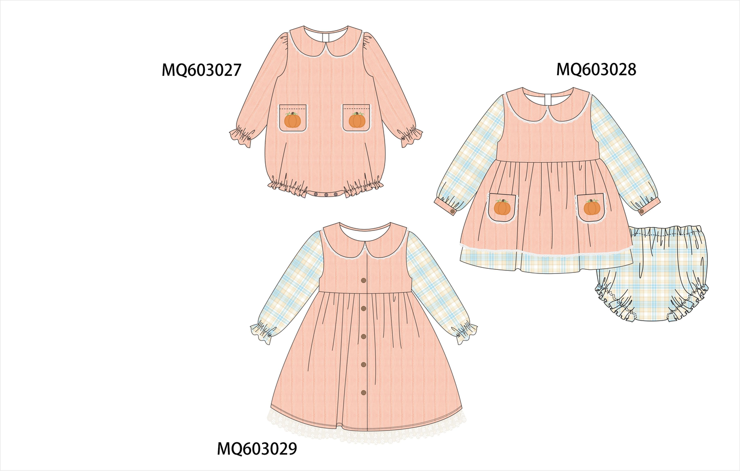 PO84 Coral pumpkin embroidery plaid collection - ETA late august - closing 3/23