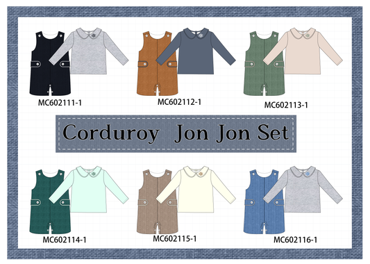 PO81 Corduroy jonjon set monogram embroidery boy collection 1 - closing 2/16 - ETA July