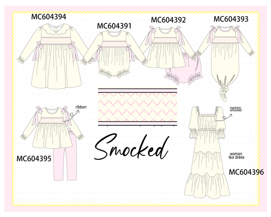 PO86 Cream smocked bow collection  - closing 4/13 - ETA early September