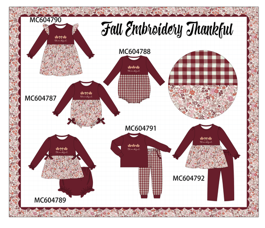 PO88 Maroon thankful embroidery floral collection - closing 4/27 - eta late September