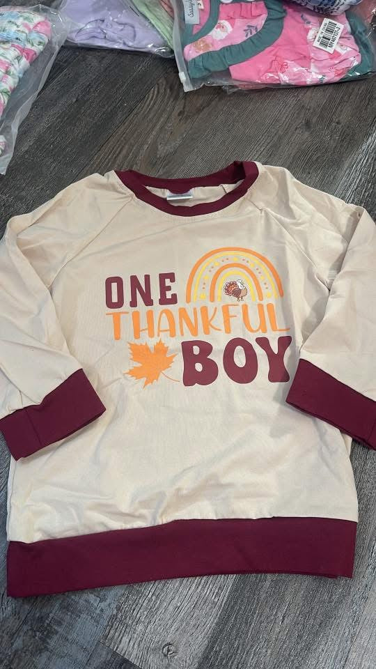 One thankful boy top