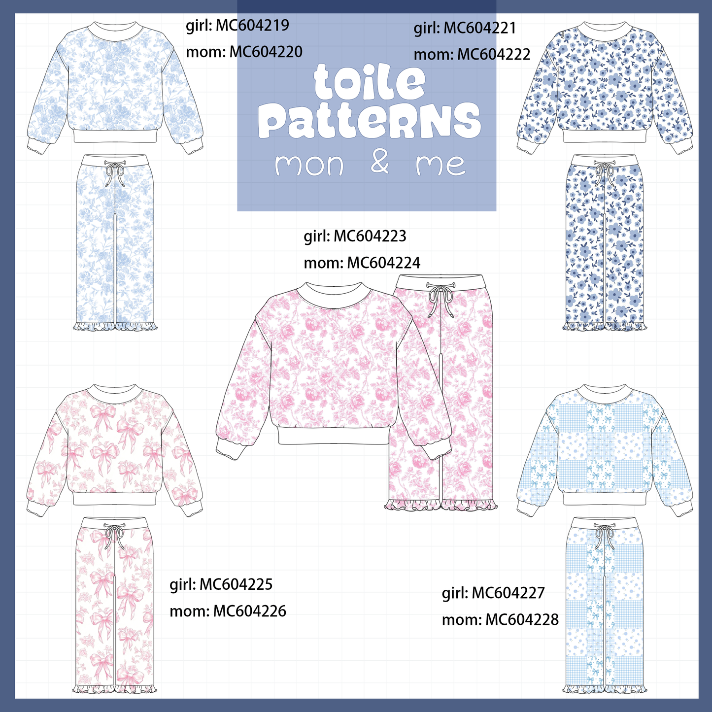PO86 Floral bow print mom&me ruffle pants set collection  - closing 4/13 - ETA early September
