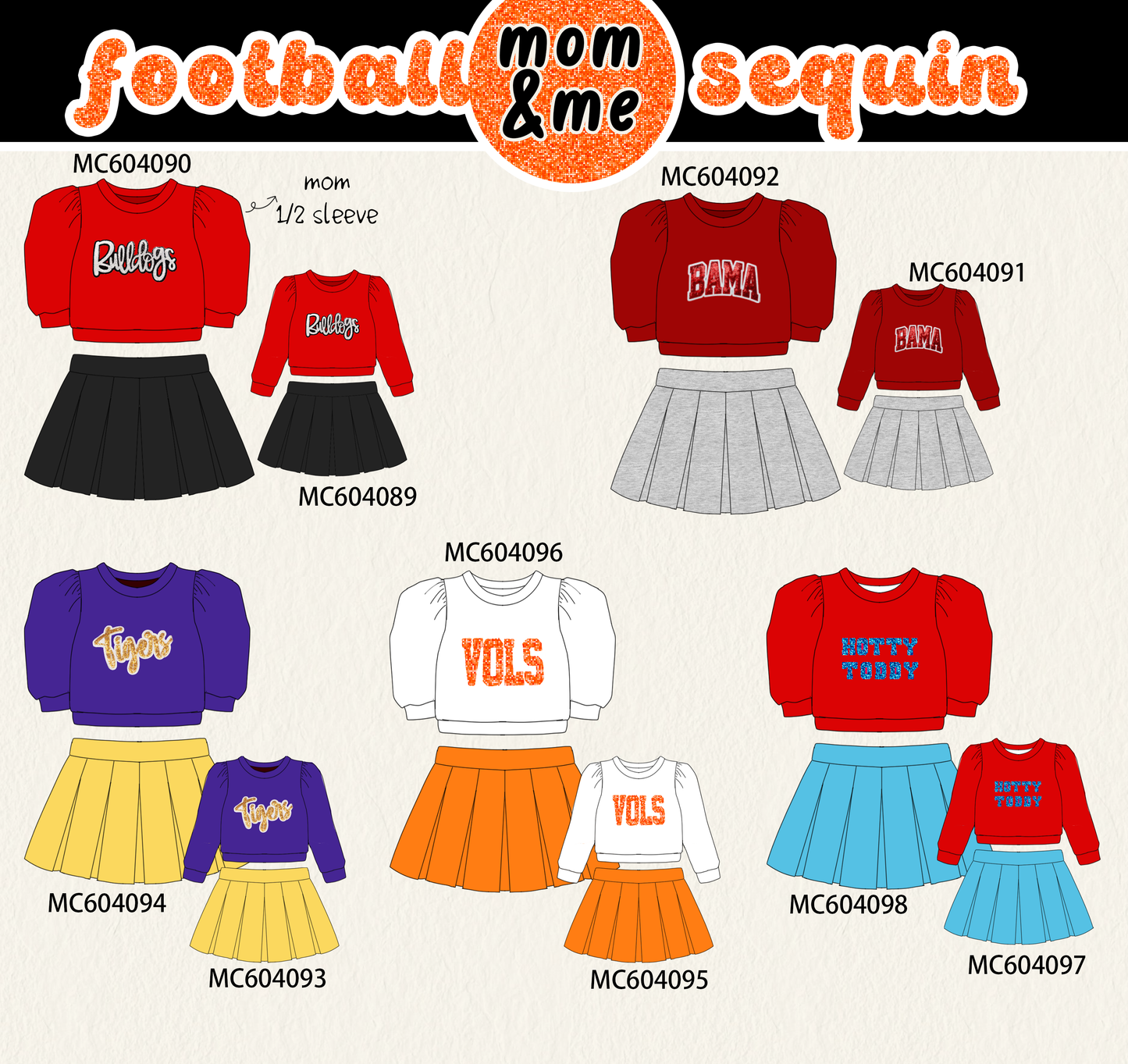 PO86 Football collegiate sequin skorts set collection - closing 4/13 - ETA early September