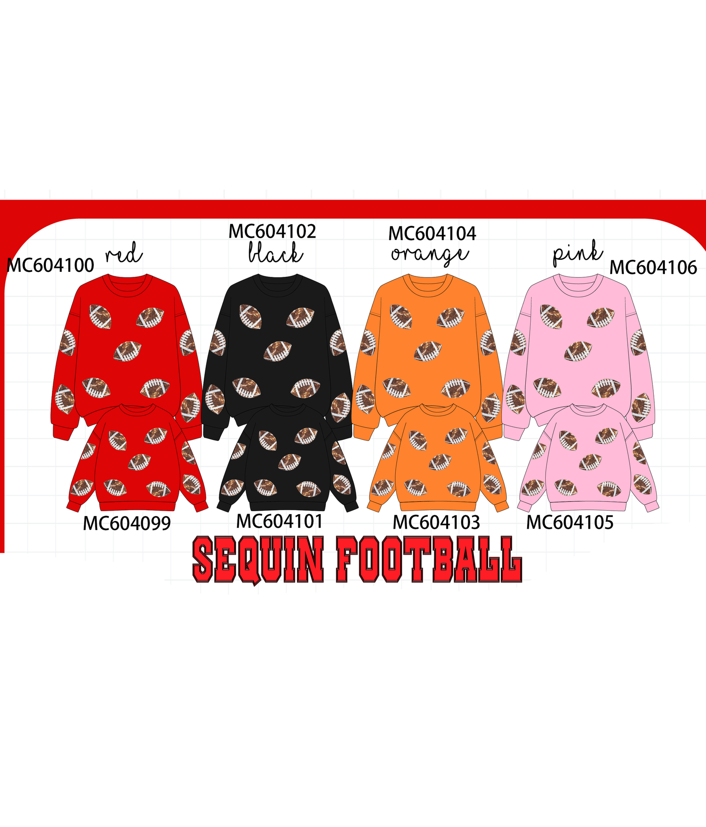 PO86 Football sequin collection 1  - closing 4/13 - ETA early September