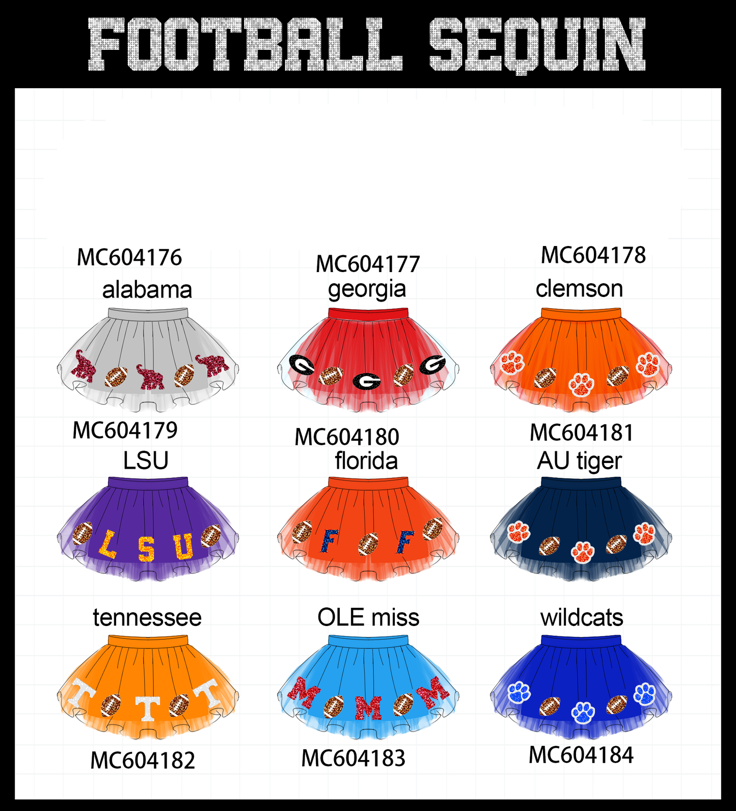 PO86 Football sequin skorts collection  - closing 4/13 - ETA early September