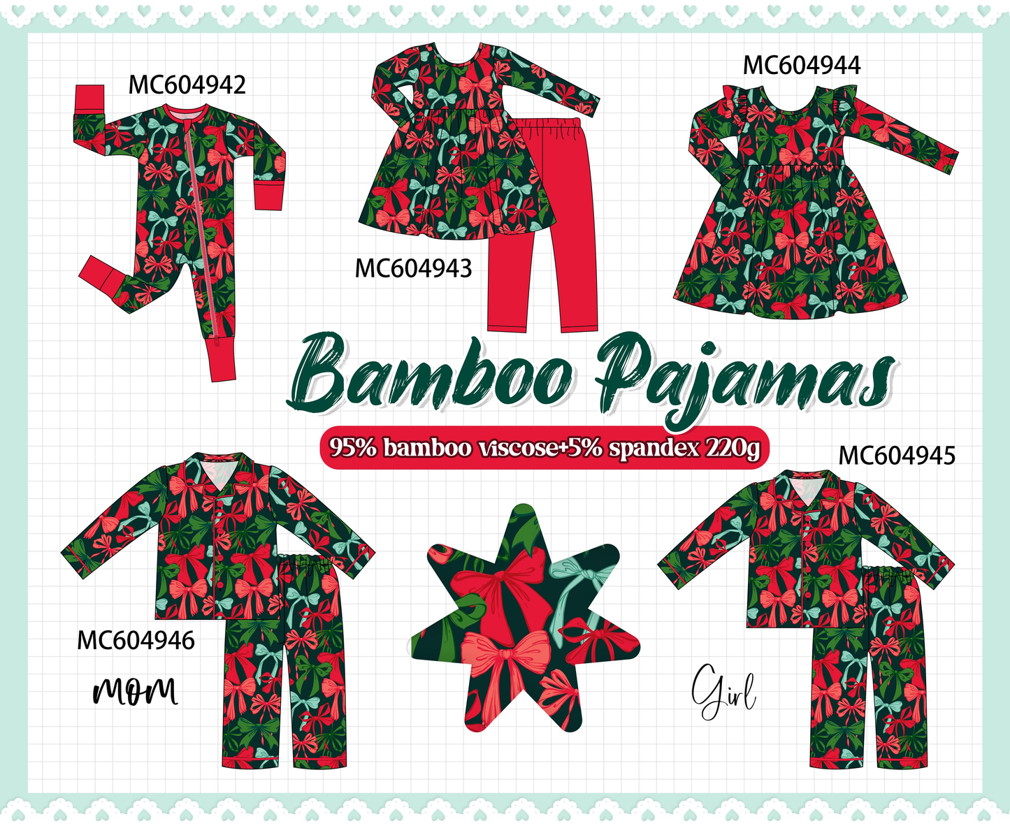 PO90 Forest bow print bamboo collection - closing 5/11 - ETA early October