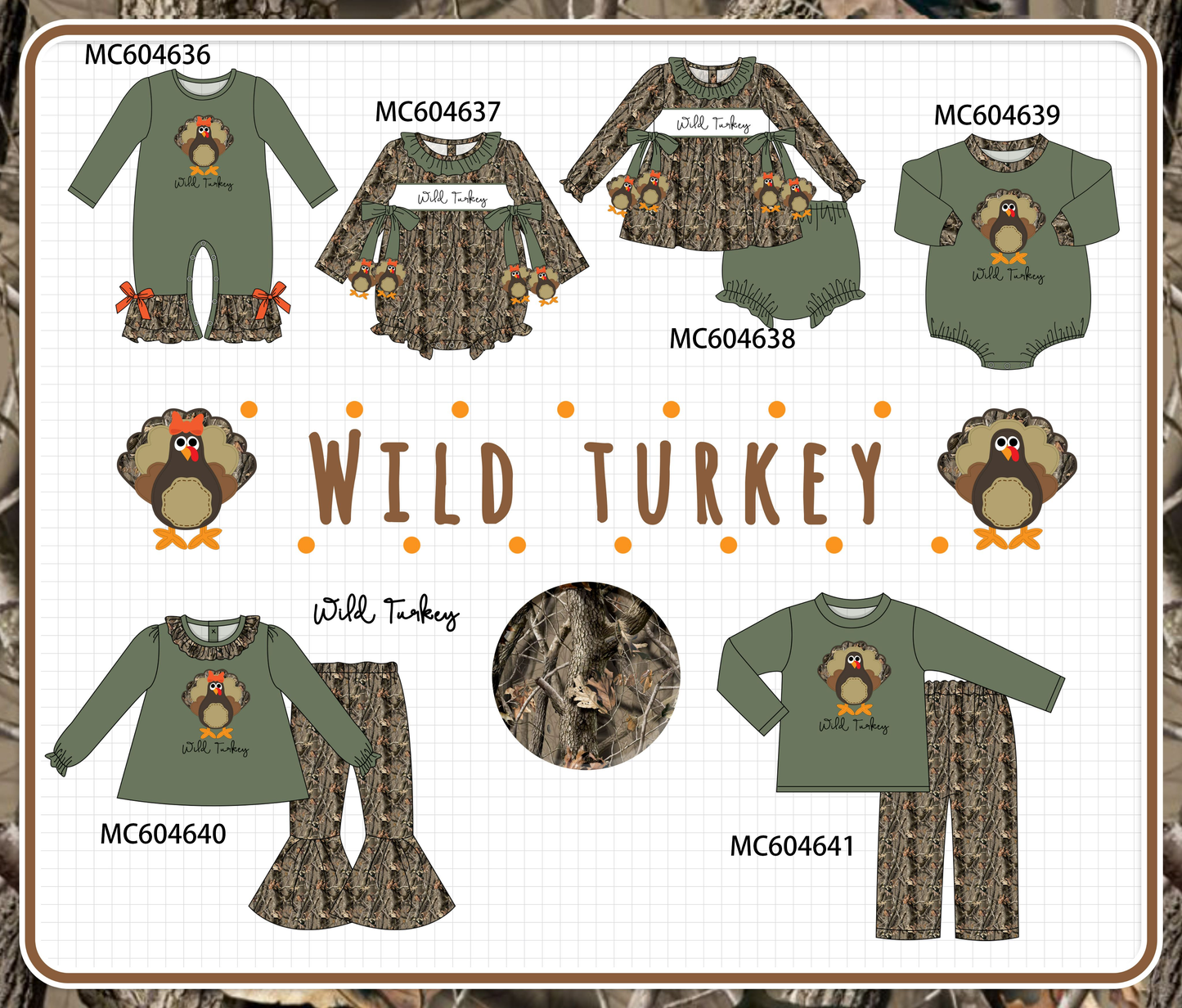 PO88 Forest camouflage wild turkey applique collection - closing 4/27 - eta late September