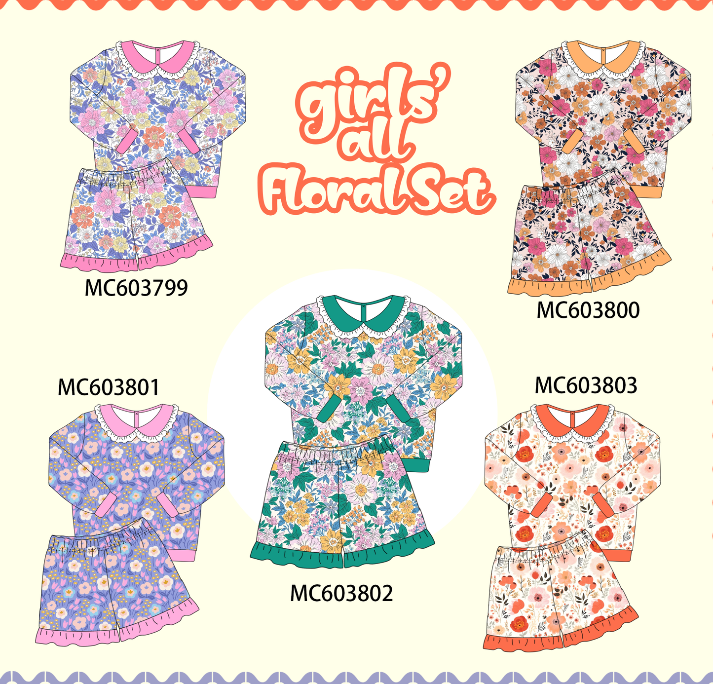 PO85 Garden floral print ruffle girl shorts set collection - ETA late august - closing 3/30