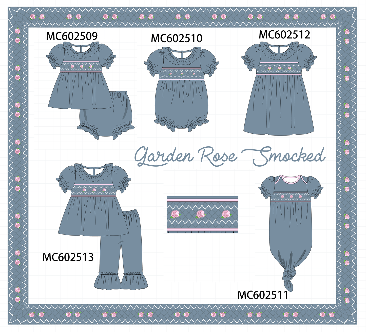 PO82 Garden rose smocked ruffle collection - closing 3/2 - ETA July