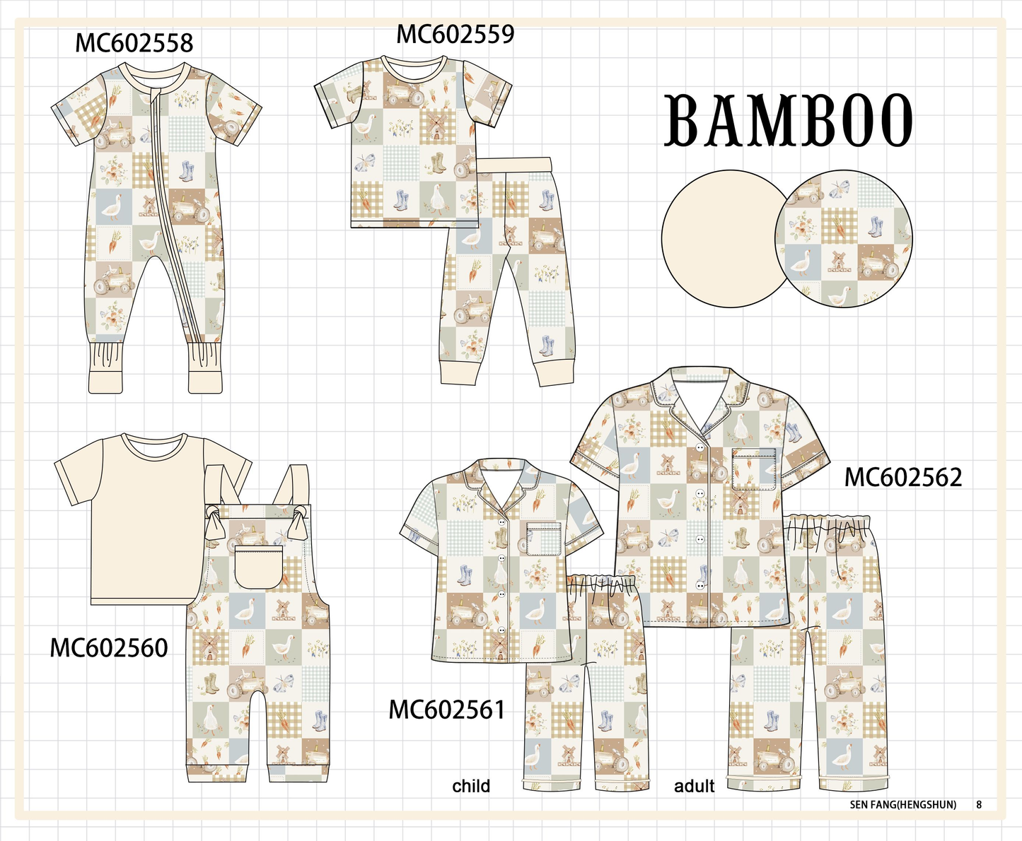 PO82 Goose checkered bamboo collection - closing 3/2 - ETA July