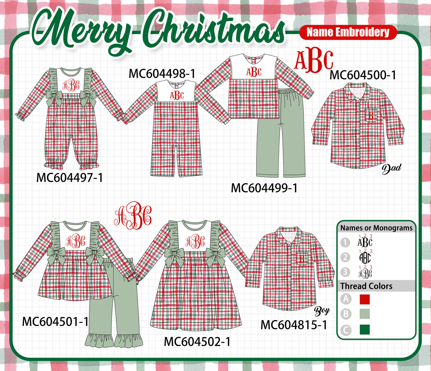 PO88 Green monogram plaid ruffle collection - closing 4/27 - eta late September