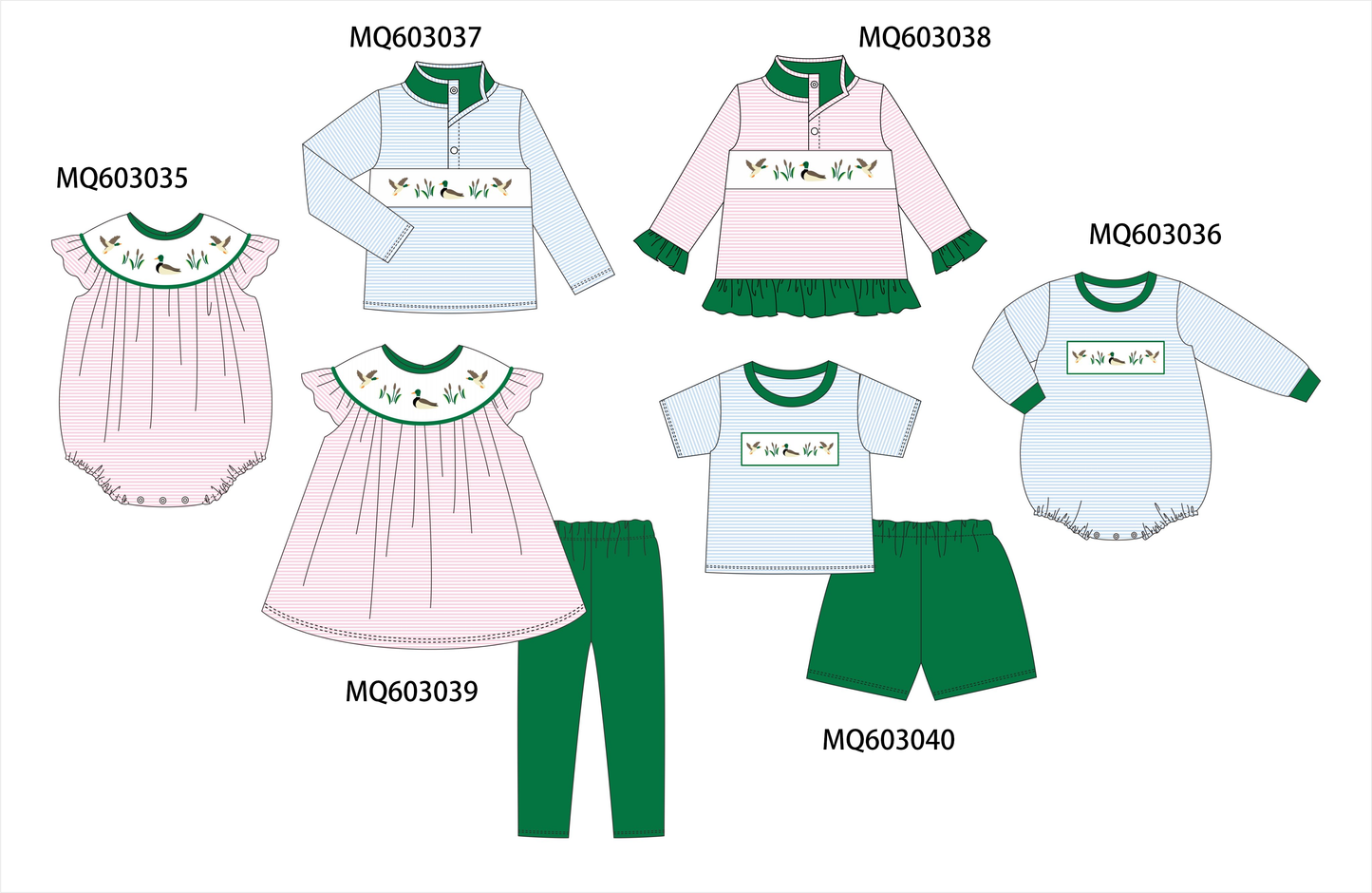 PO84 Green&pink duck embroidery stripe collection - ETA late august - closing 3/23