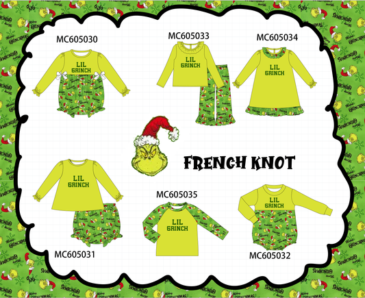 PO92 Green christmas LIL grinch french knot collection - closing 5/25 - ETA late October
