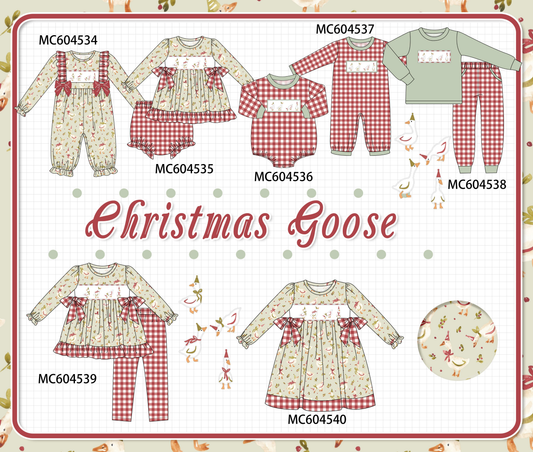 PO88 Green christmas goose embroidery gingham collection - closing 4/27 - eta late September
