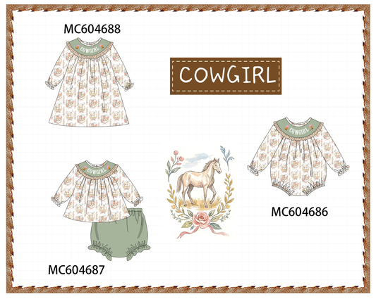 PO88 Green cowgirl embroidery ruffle collection - closing 4/27 - eta late September