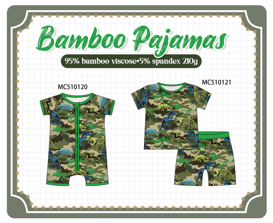 PO69 Green dinosaur print bamboo collection- closing 10/27 - eta early march