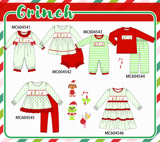 PO88 Green dot grinch embroidery ruffle collection - closing 4/27 - eta late September
