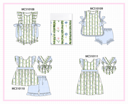 PO69 Green floral print ruffle collection- closing 10/27 - eta early march