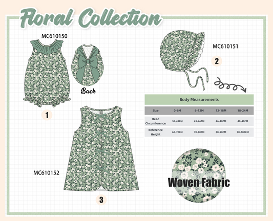 PO108 Green floral print ruffle collection - closing 10/26 - ETA march