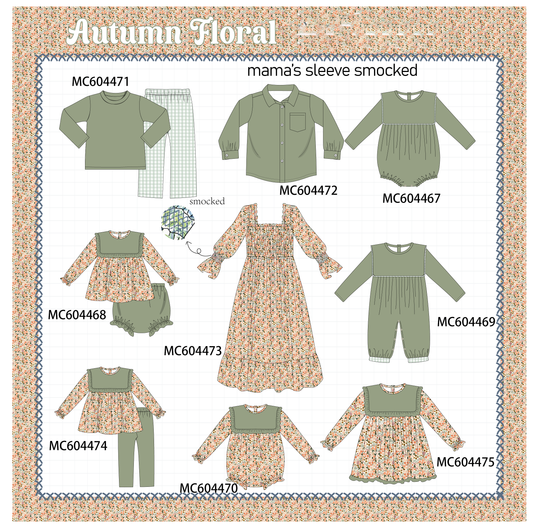 PO88 Green floral print ruffle gingham collection - closing 4/27 - eta late September
