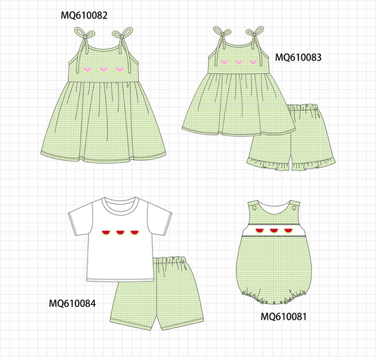 PO109 Green gingham watermelon embroidery collection -closing 11/2- ETA May
