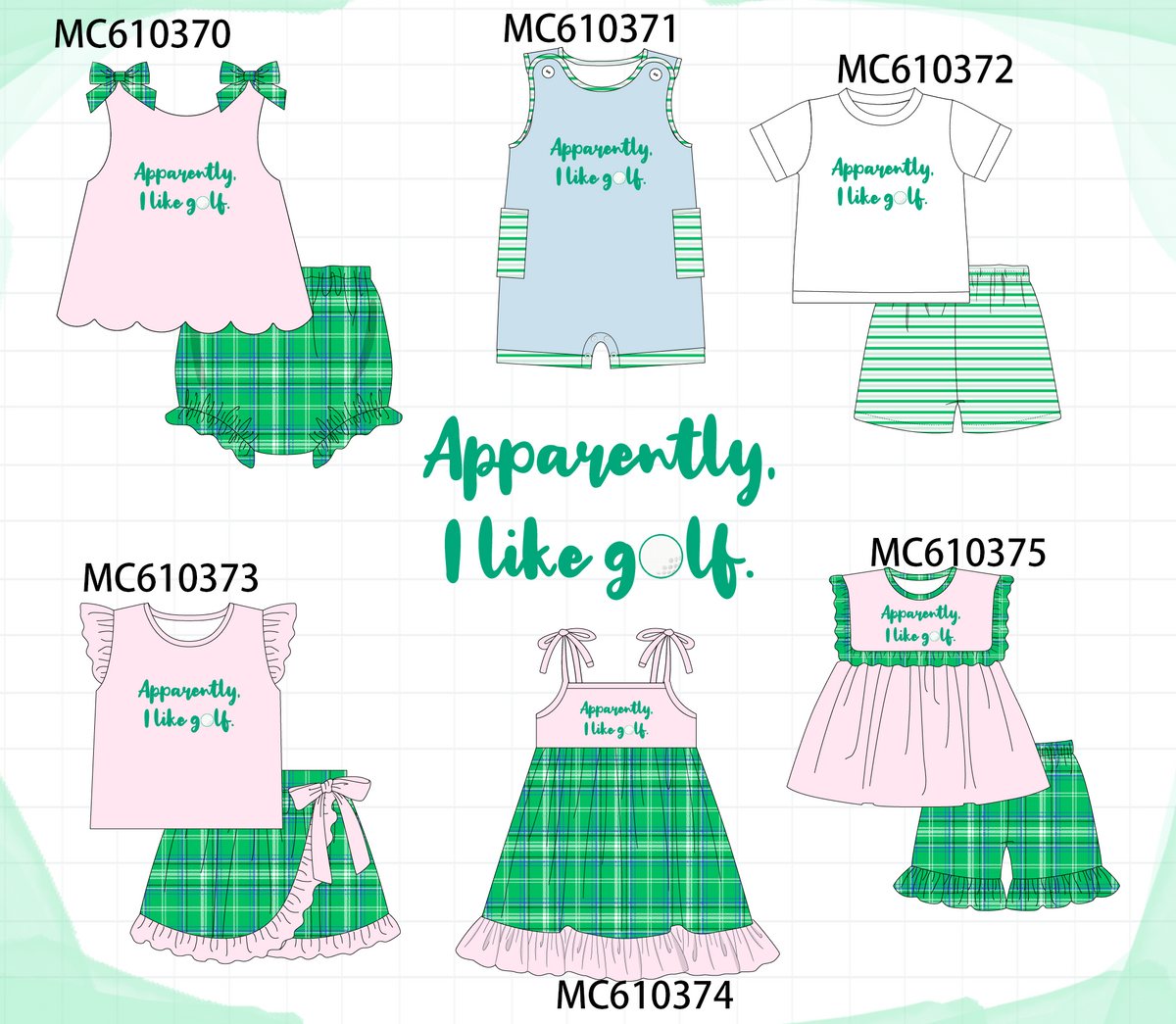 PO108 Green golf embroidery plaid collection - closing 10/26 - ETA march