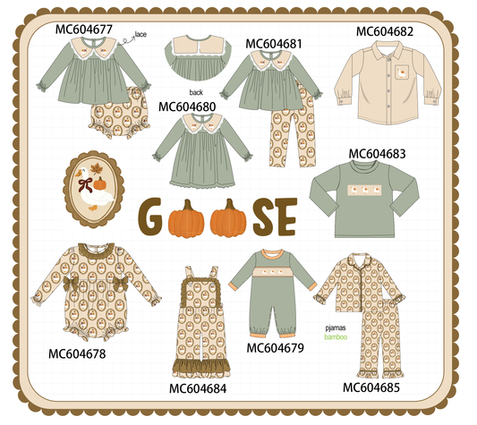 PO88 Green goose pumpkin embroidery collection - closing 4/27 - eta late September