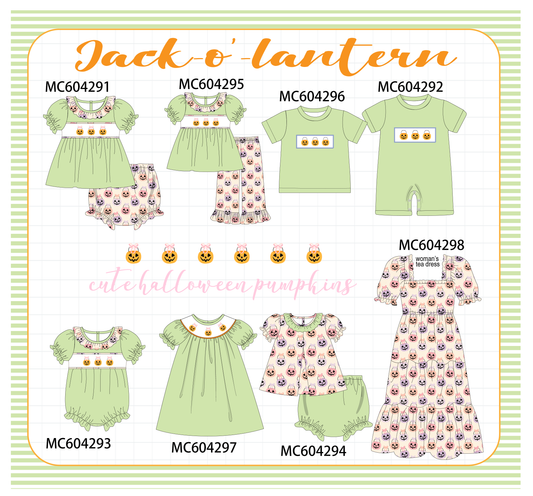 PO86 Green halloween pumpkin embroidery ruffle collection  - closing 4/13 - ETA early September