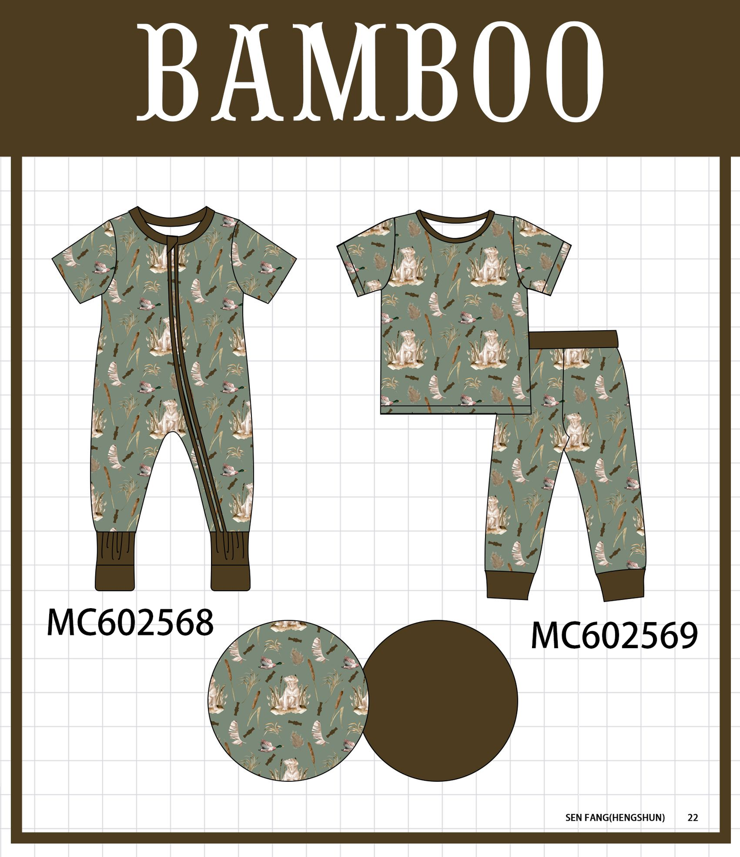 PO82 Green hunting print bamboo collection - closing 3/2 - ETA July