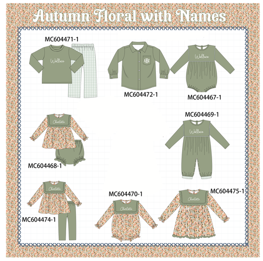 PO88 Green monogram embroidery floral ruffle gingham collection - closing 4/27 - eta late September