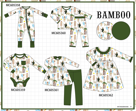 PO92 Green nativity print bamboo collection - closing 5/25 - ETA late October