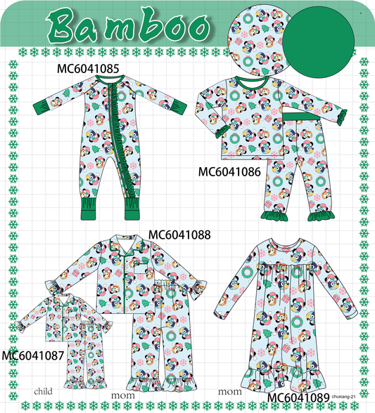 PO90 Green santa bluey print bamboo collection - closing 5/11 - ETA early October
