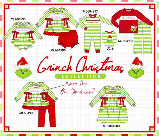 PO90 Green stripe christmas grinch applique collection - closing 5/11 - ETA early October